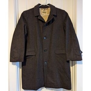Vtg Woolrich Men's Dark Brown Herringbone Wool Sherpa Lined Overcoat Size 40